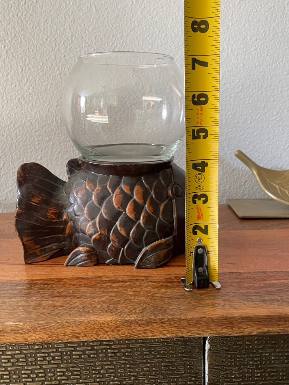 Vintage Japanese Koi Ornate Carved Fish Bowl Stand with Bowl - Picture 9 of 11